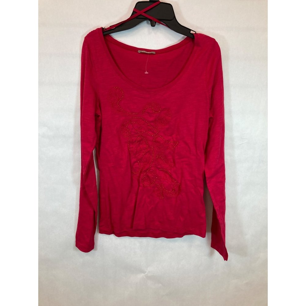 Everyday Elegance: Women's X-Small Red Long Sleeve Casual Shirt